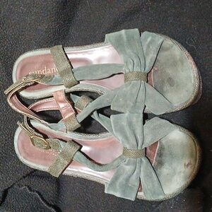 Sundance blue green suede peep toe wedged sandals size 38